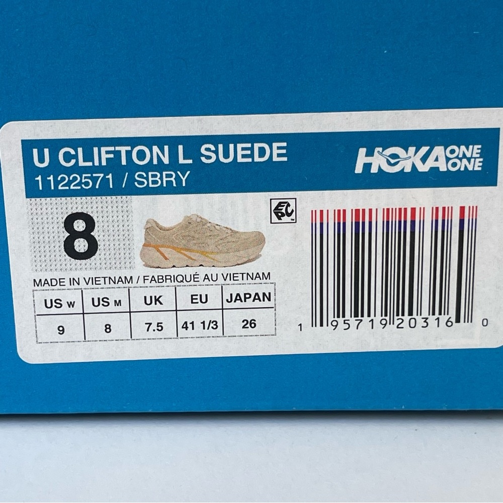NWT Clifton L Suede Unisex NEW Leather Athletic Shoes tan shortbread beige gold - Picture 10 of 11